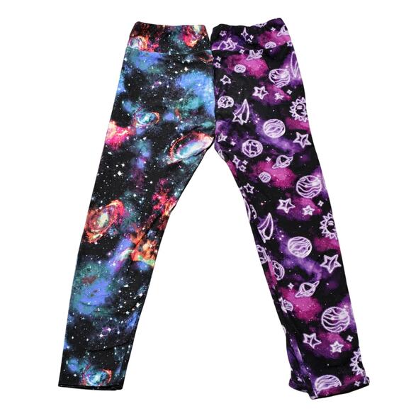 No Boundaries Vibrant Multi Color Space & Purple Galaxy All Over Print Leggings - Picture 2 of 10